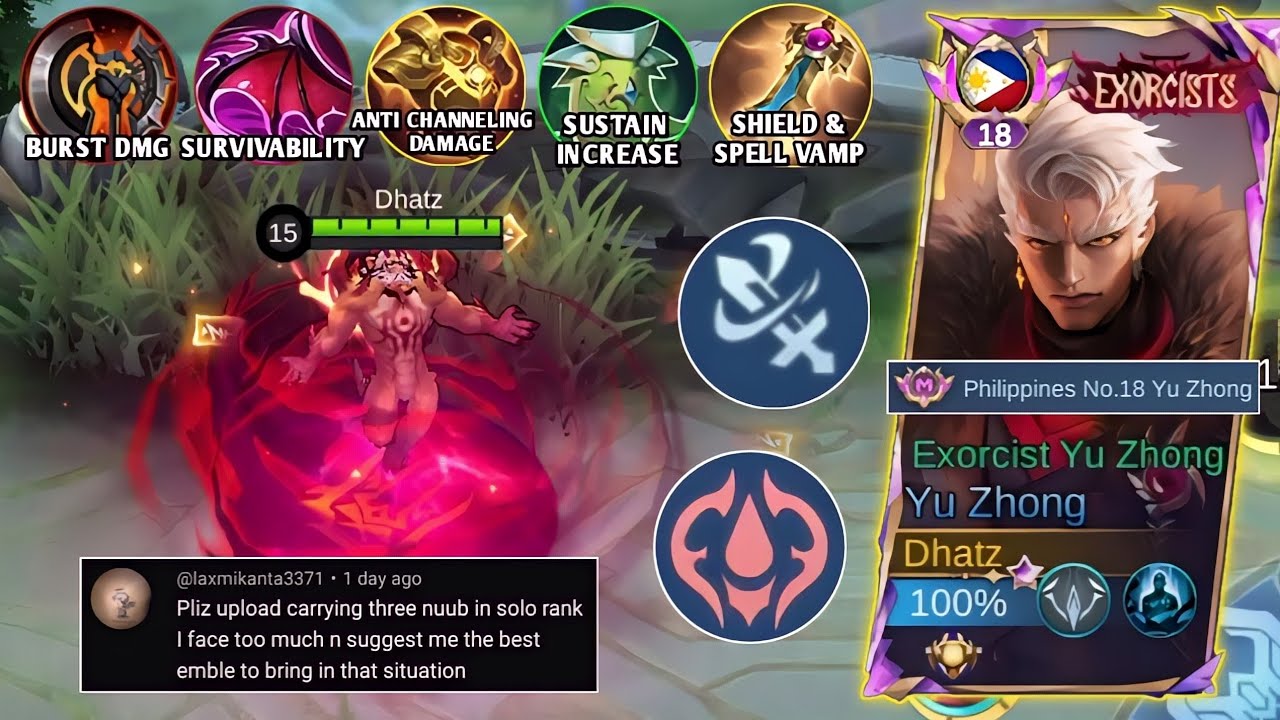 YU ZHONG TANK BUILD 1 VS 9 CARRYING AFK TEAMMATE! | YU ZHONG BEST BUILD 2024