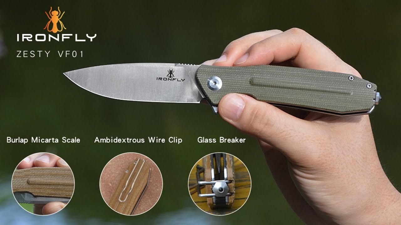Zesty By IRONFLY ,EDC Folding Knife ,Burlap Style,Wire Clip