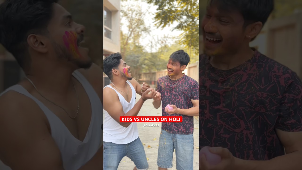 KIDS VS UNCLES HOLI😂💀🎨#funny #holi #viral #kids #uncle #ritual #festival #comedy #childhood