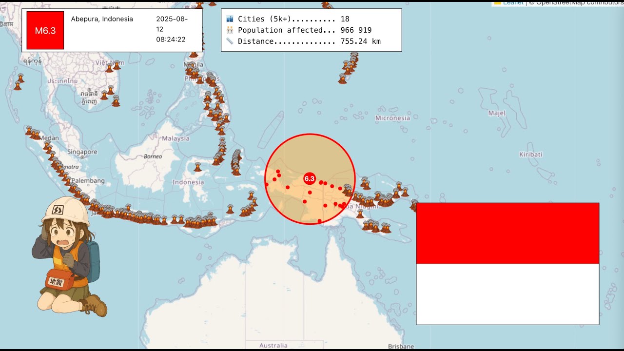 6.3 Earthquake Hits Indonesia (Abepura), Aftershocks Follow &ndash; 12/08/2025