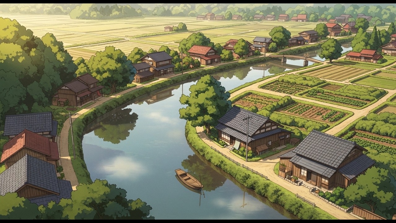 Peaceful Countryside Life: River Fishing & Cooking | Ghibli-Style ASMR