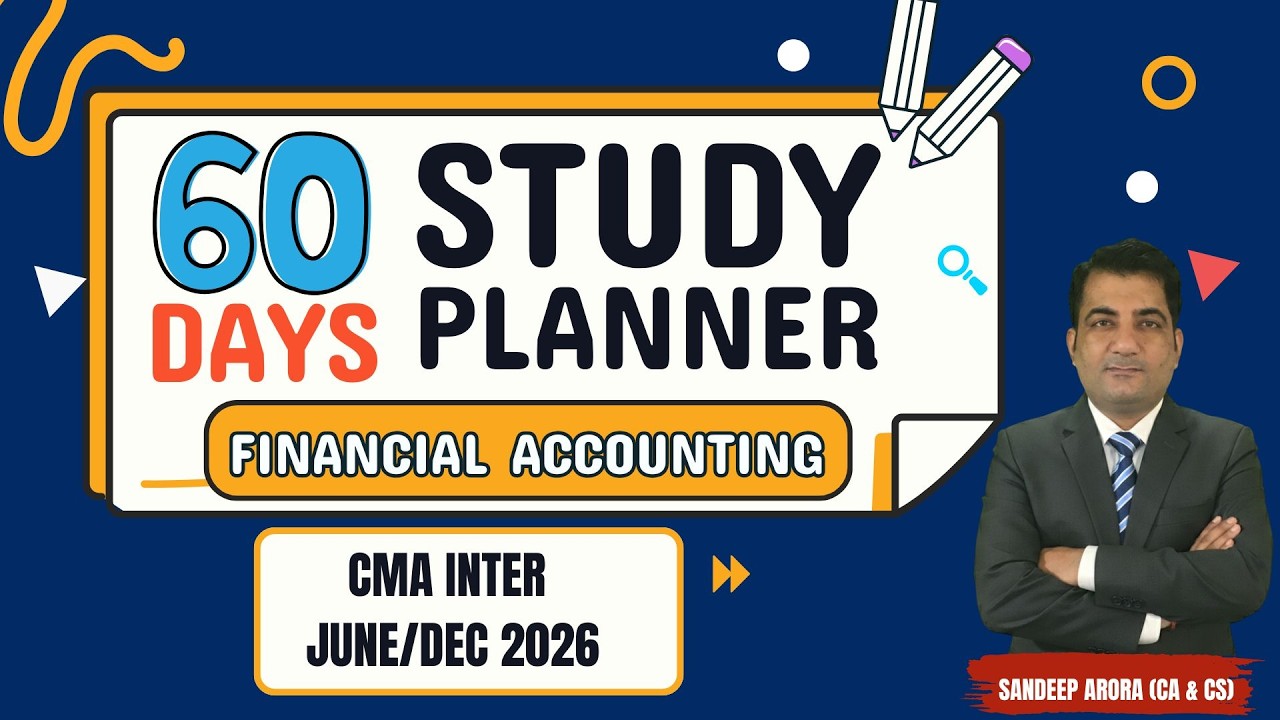 CMA Inter Financial Accounting ! 60 Days Study Planner & Time Table ! June 2026/December 2026
