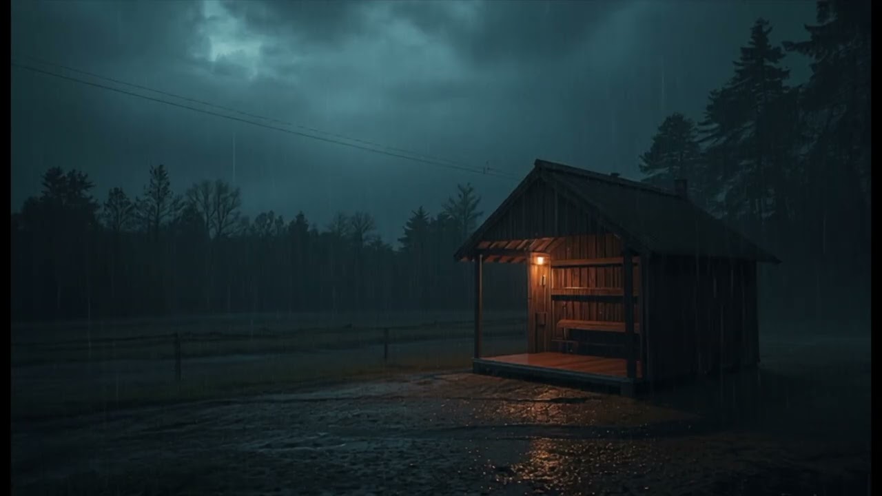 Gentle Night Rain Outside a Cozy Shelter 🌧️ Fall Asleep Calmly, Feel Safe, Relax Your Mind