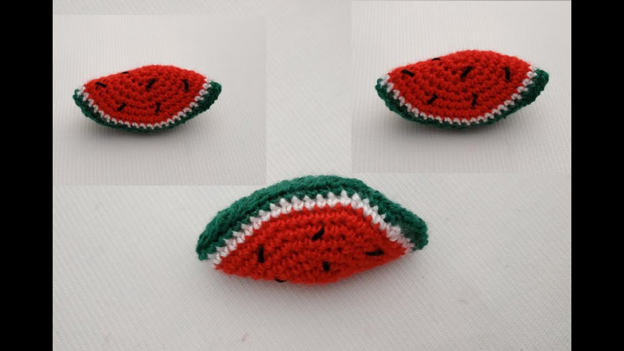 قطعة بطيخ بالكروشيه لتزيين أكسسوارات المطبخ