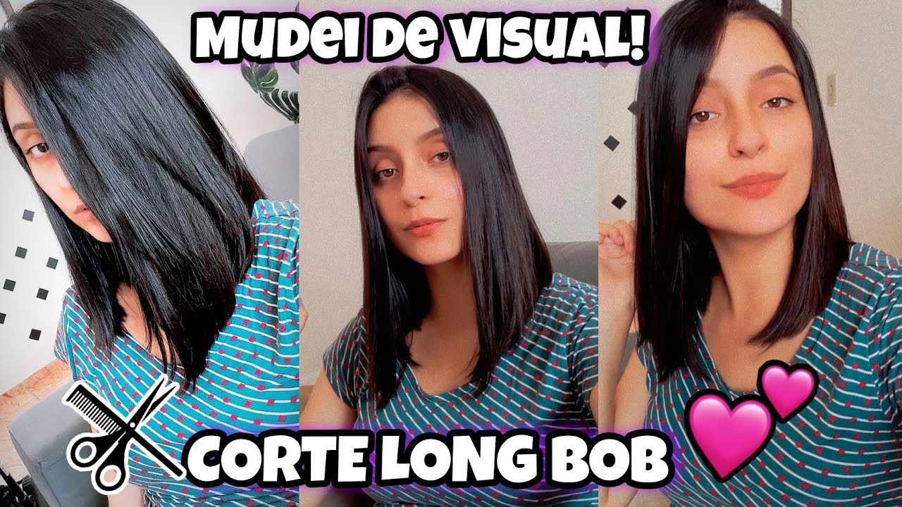 CORTE LONG BOB - como cortar o cabelo sozinha em casa! 😍 Gleice Barbosa