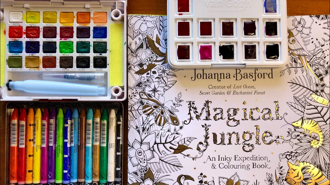Watercolour tests in Magical Jungle Colouring Book