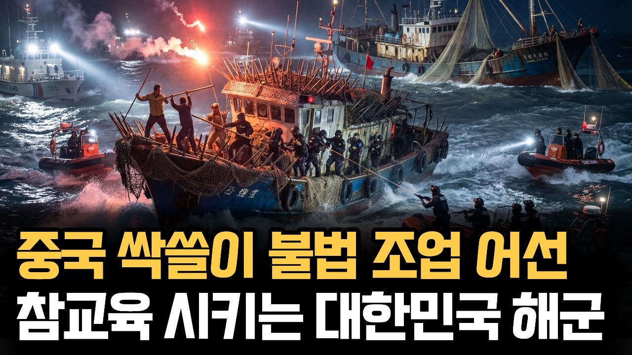 중국 싹쓸이 불법 어선 50척 서해바다 출몰! 대한민국 해군의 불법어선 소탕작전, 서애류성룡함 vs 중국 불법어선 50척
