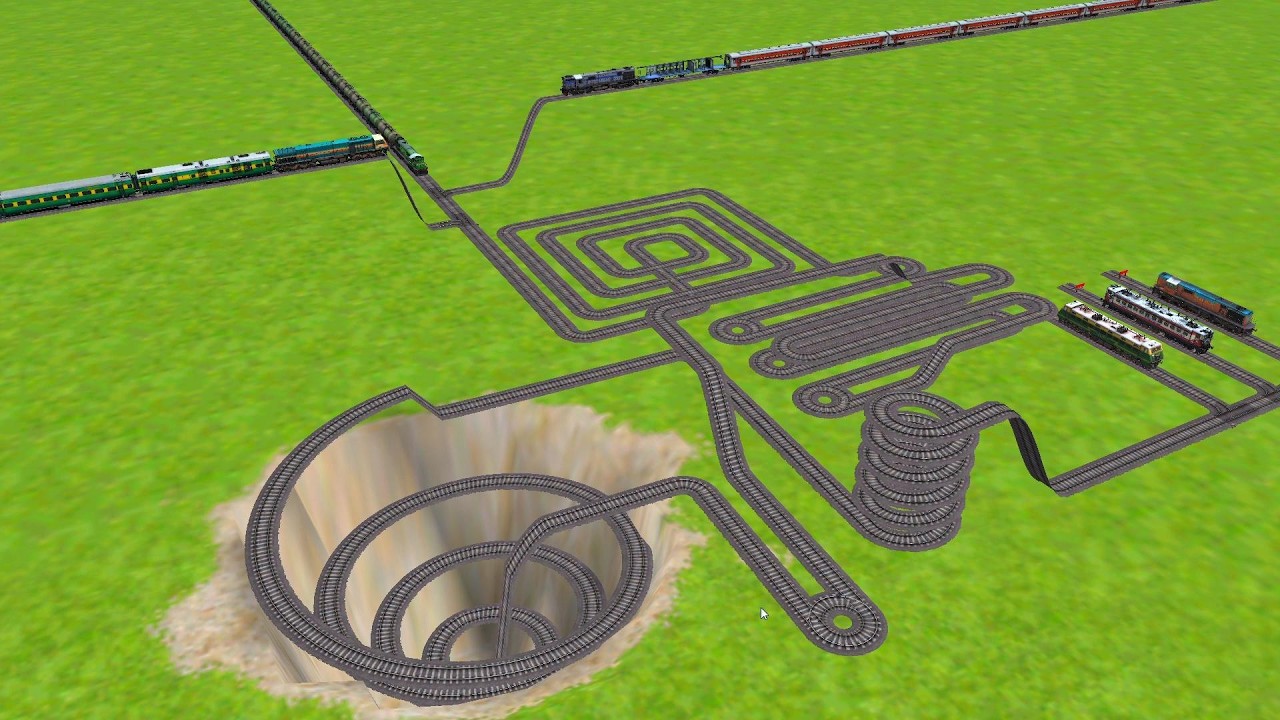 THREE RAILS RUNNING AT🧶 SPRINGS RAILROAD TRACKS ZIG ZAG TRACKS ||trains beamng video 