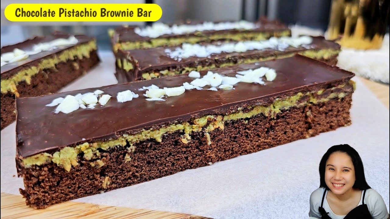 NO OVEN Chocolate Pistachio Brownie!