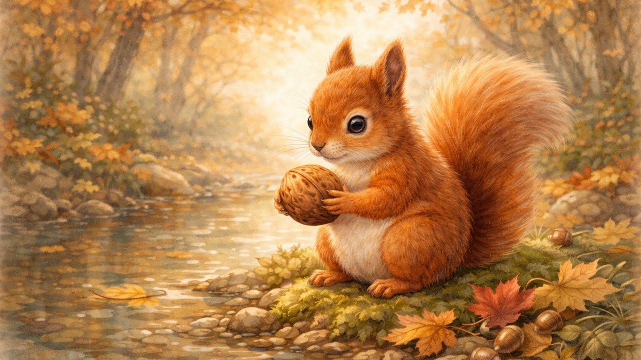 Ruhige Geschichte für Kinder: Das kleine Eichhörnchen im Herbst | Leise Abenteuer