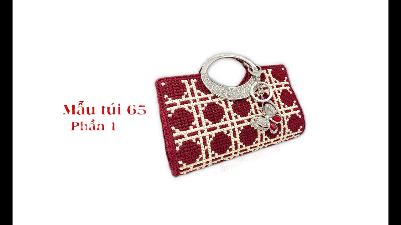Hướng dẫn thêu ví cầm tay quai đính đá Phần 1 Mẫu túi 65
