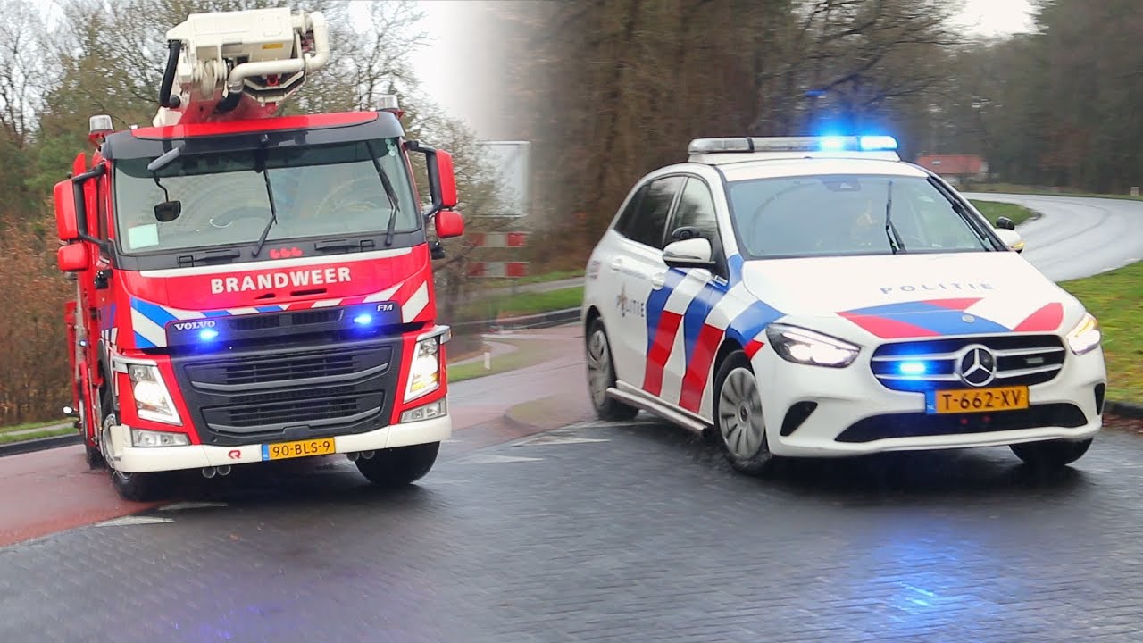 Schoorsteenbrand in Hemrik! | Brandweer Drachten HW 02-7050 en Politie B-Klasse met spoed!