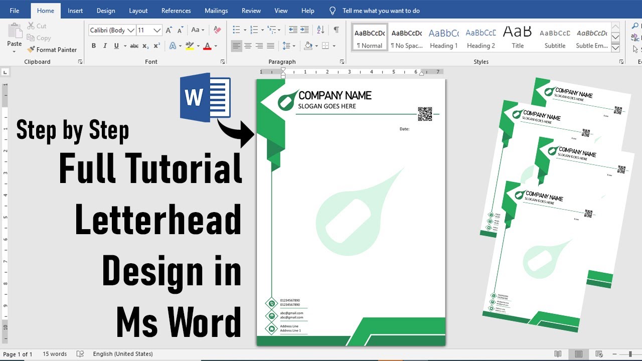 A4 Letterhead Design Full Tutorial in Ms Word(Step by Step) | Learn Design Idea | Letterpad Design |