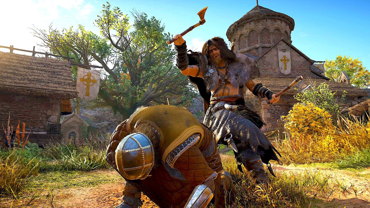 Assassin's Creed Valhalla - Berserker Armor Brutal Dane Axe Rampage, Flail Kills & Hideout Clearing