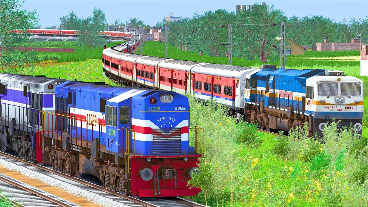 WDP4D ICF vs WDM3D LHB TRAIN RACE | BUMPY RAILROAD | Train Simulator | Railwork | NTG GAMING