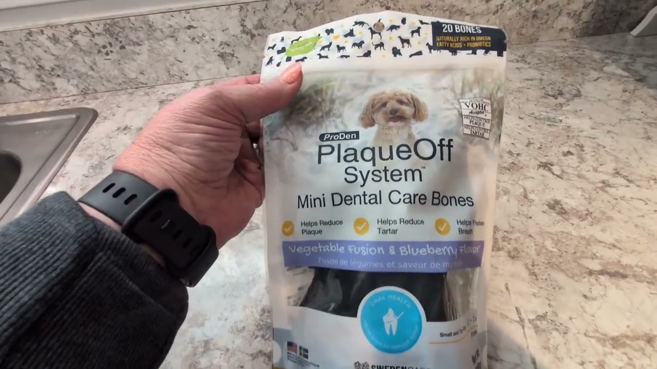My review of Proden Plaque Off Mini Dental Bones Vegetable Fusion and Blueberry 20 Count