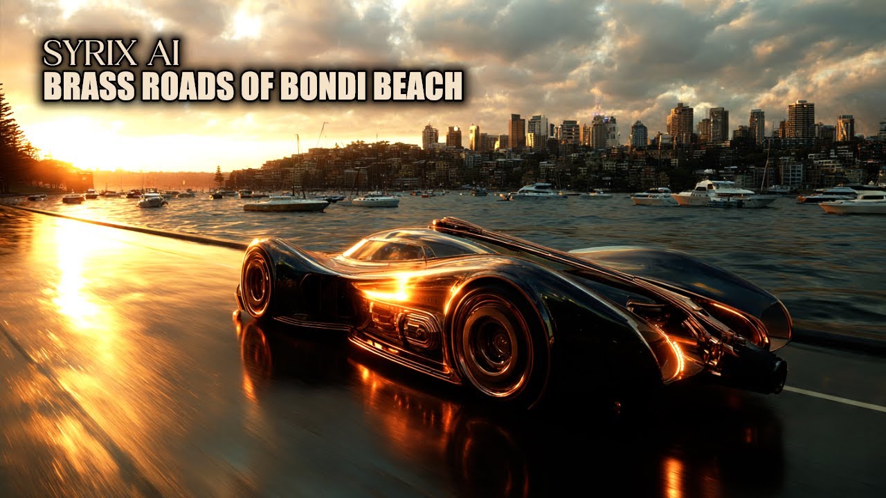 Syrix Ai — The Brass Roads: SYDNEY'S BONDI BEACH Steampunk Retro Future Vehicles | AI 4K