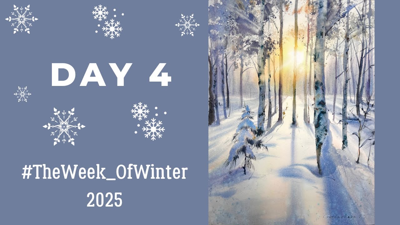 Акварельный зимний, березовый лес в солнечных лучах | День 4 | #TheWeek_OfWinter 2025