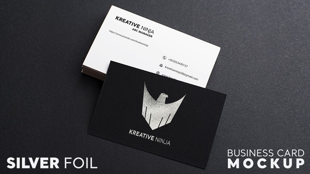 How to Create Silver Foil Business Card Design | Metallic Foil Logo Mockup