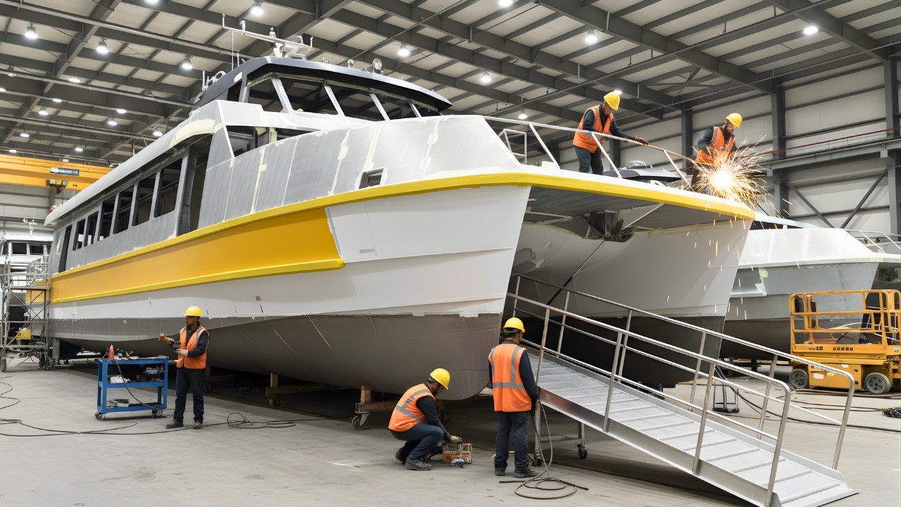 Building a Modern Passenger Ferry: Twin-Hull Catamaran Assembly Line (Full Process)
