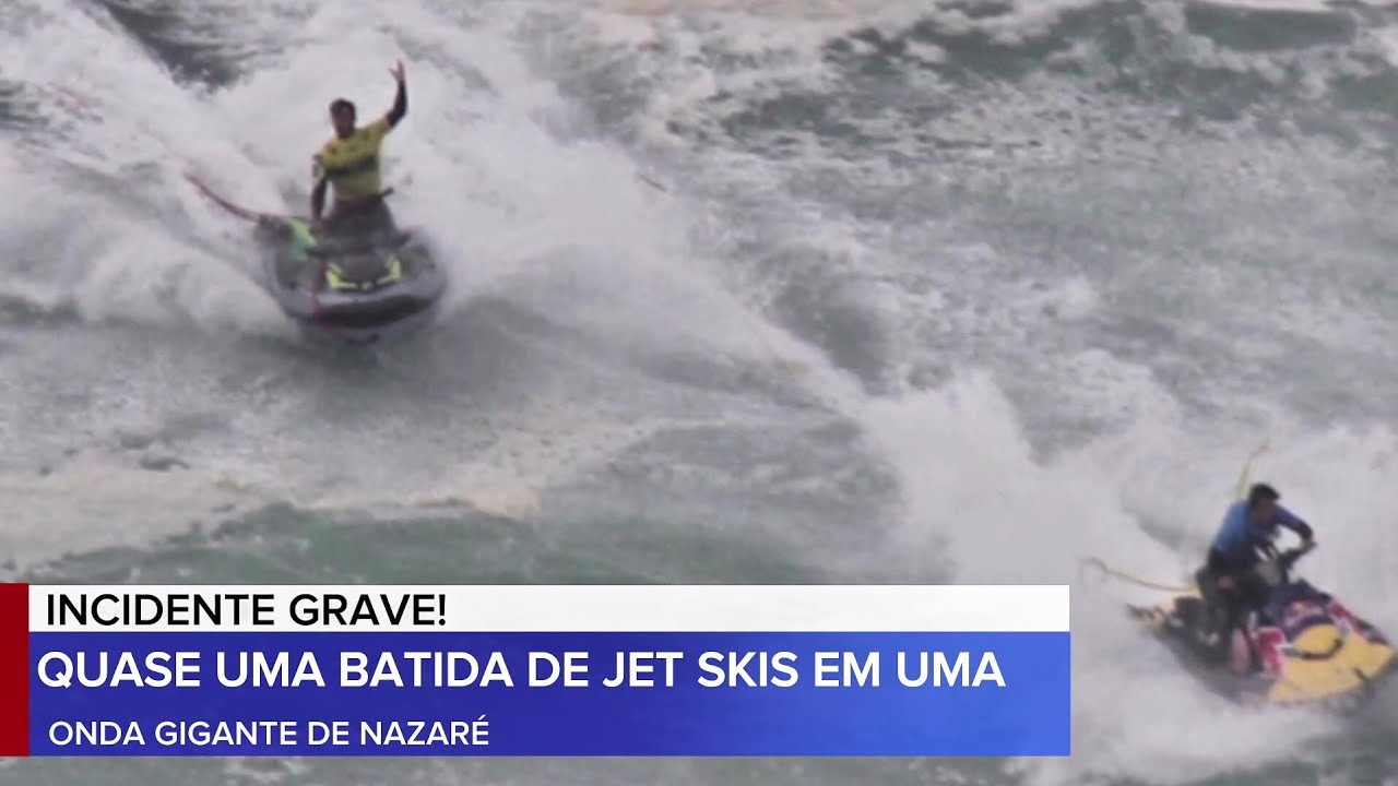 INCIDENTE Nas Ondas gigantes de Nazaré - Quase uma batida de Jet no Tudor Big Wave Challenge