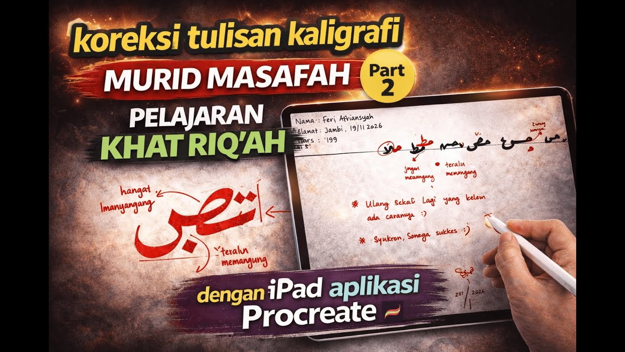Koreksi Tulisan Khat Riq’ah Murid Masafah – Teknik Perbaikan Detail di Procreate