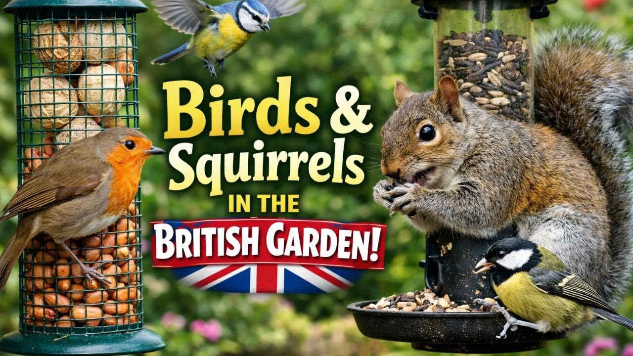 Birds & Squirrels Feast in a Classic British Garden | Garden Wildlife Feeding