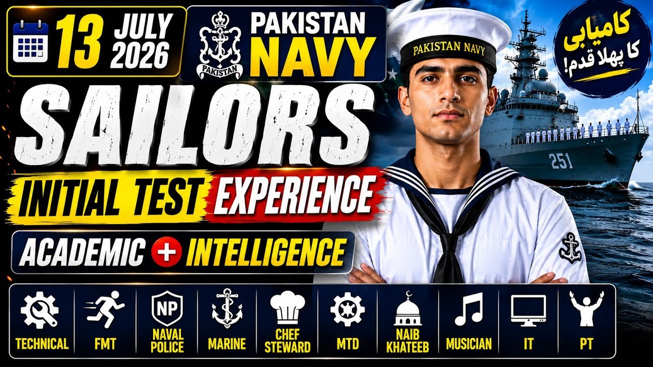 13 Jul 2026 | Pak Navy Sailors initial test experience | Academic + Intelligence | Technical NP N/K