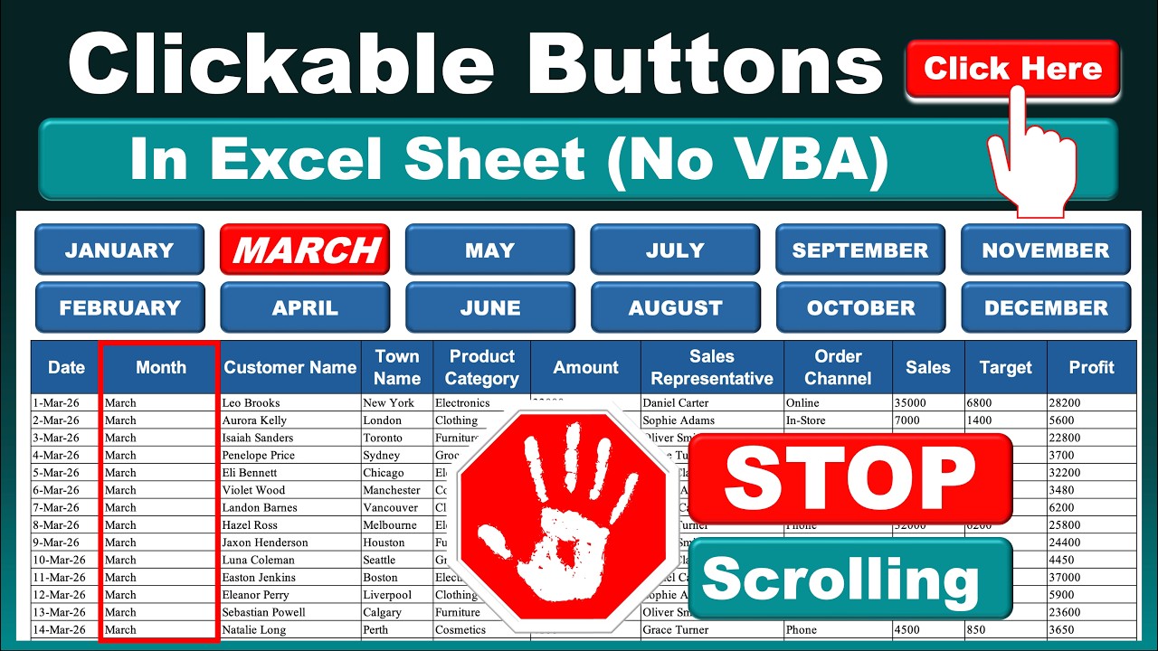 Stop Scrolling in Excel – Create Clickable Tabs (No VBA)