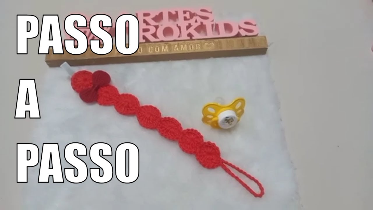 Passo a passo de Prendedor de chupeta simples em crochê