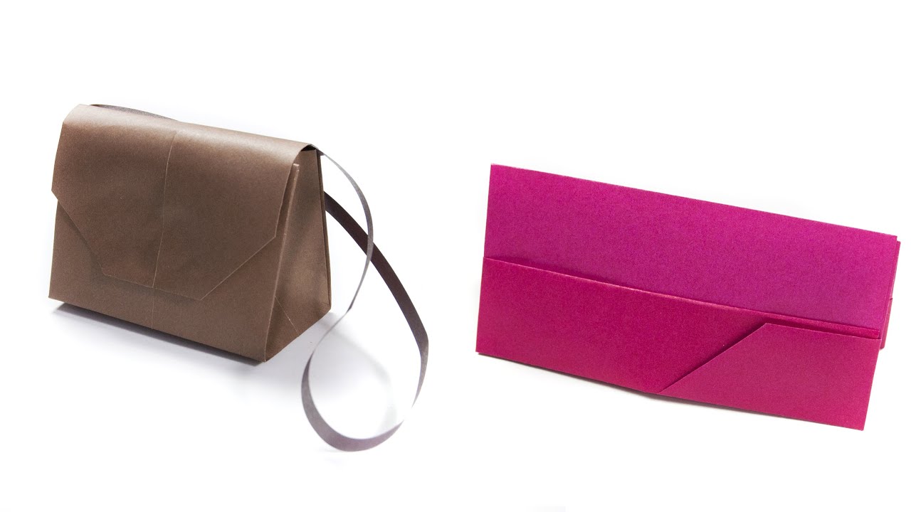 How to make a paper handbag - Origami clutch