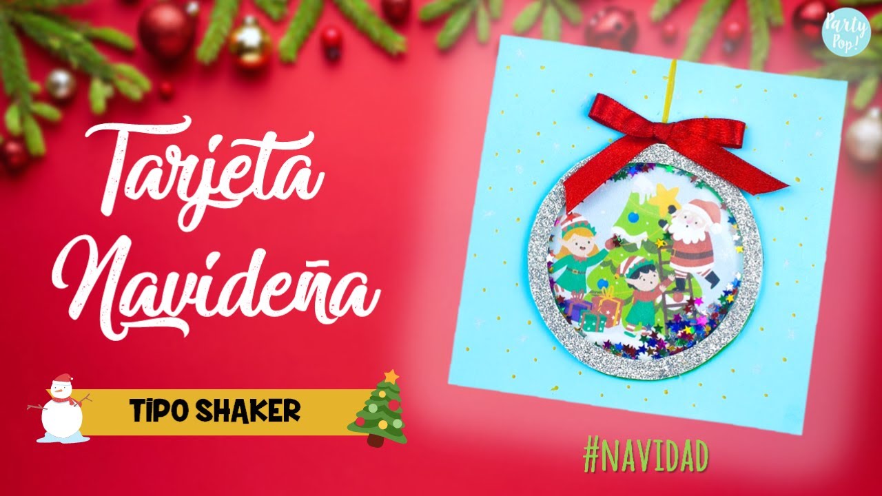 Tarjeta para Navidad shaker 🎄 - Manualidades para Navidad + imprimibles  |Partypop DIY🎉|
