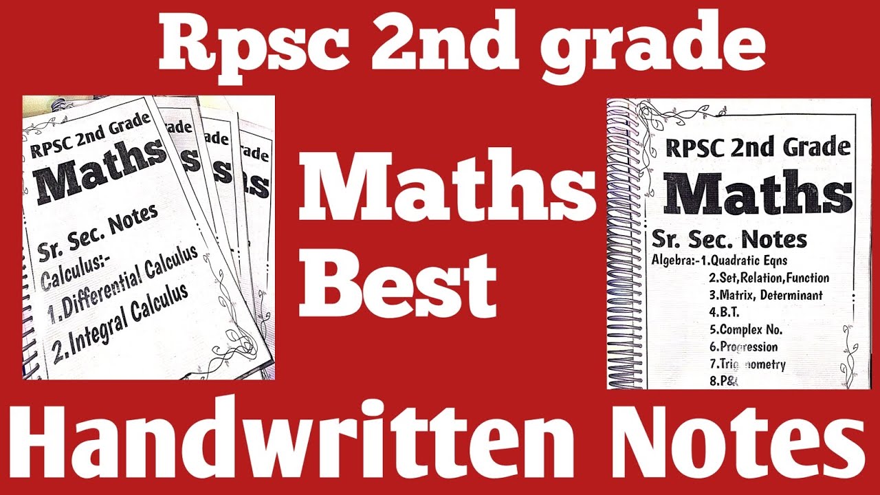 Rpsc second grade maths handwritten notes
