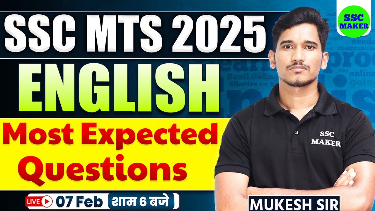 SSC MTS 2025 English | SSC MTS English Most Expected Questions by Mukesh Sir | SSC MAKER