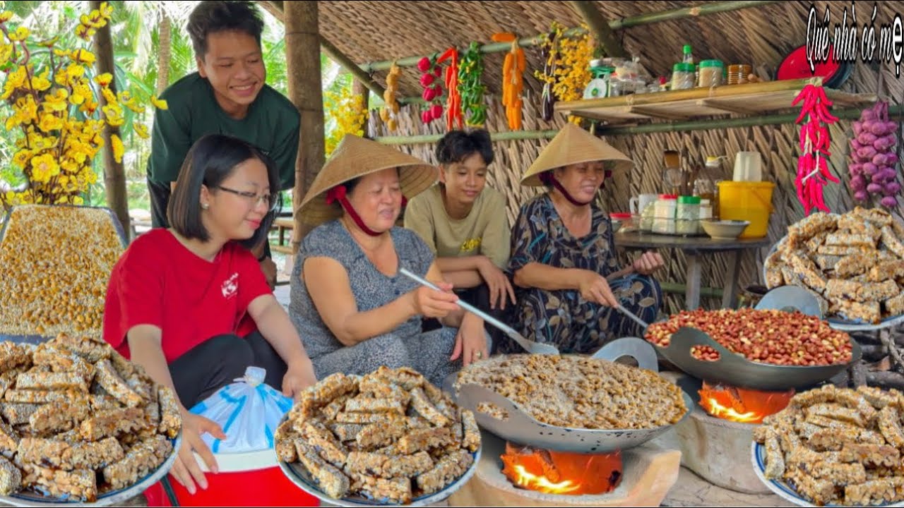 Mứt Đậu Phộng Mè Rang Ngày Tết | Gia Đình Quê Nhộn Nhịp Chuẩn Bị Đón Tết || Peanut jam