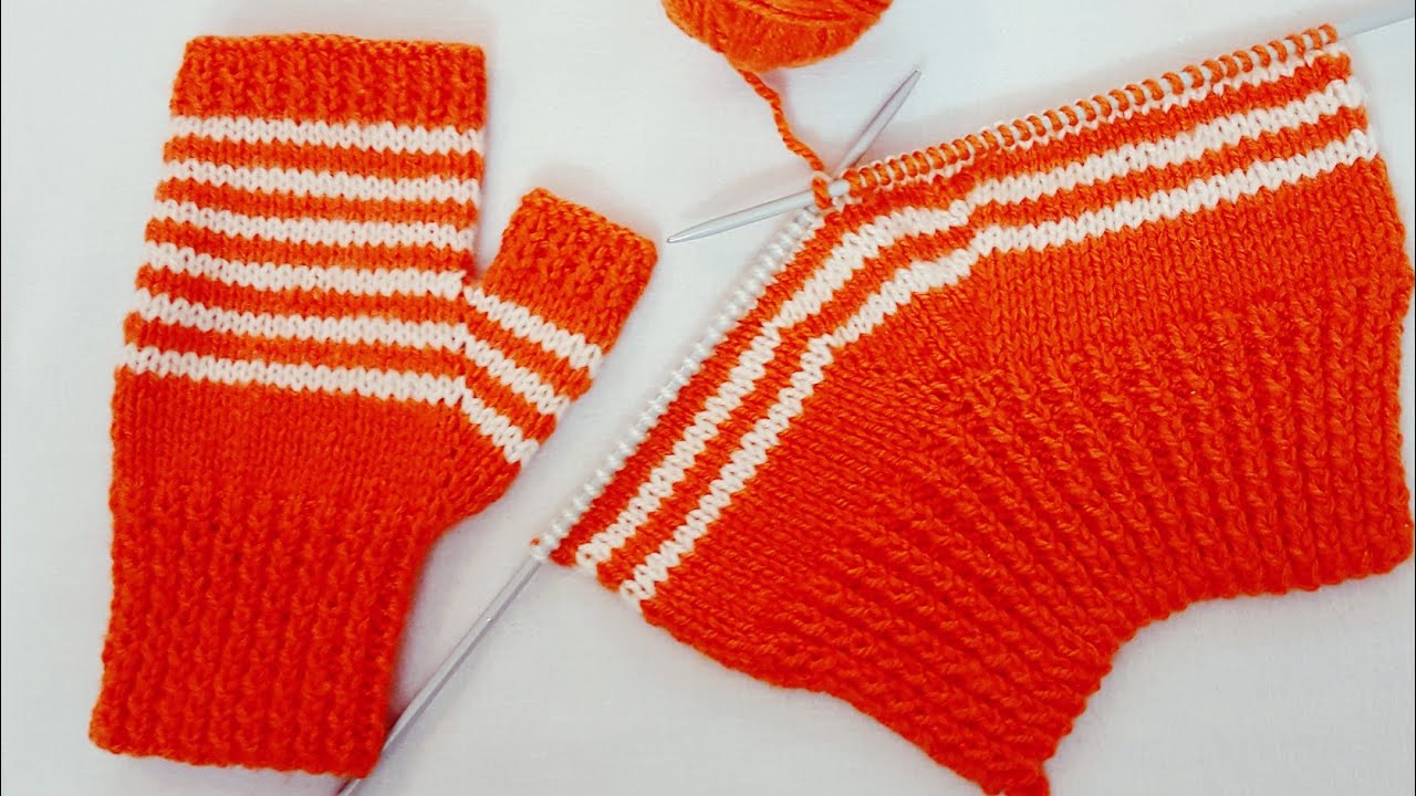 تريكو جوانتي/قفازات/كفوف/ بدون أصابع و تحديد عددغرزات البداية لأي مشروع تريكو knit fingerless gloves