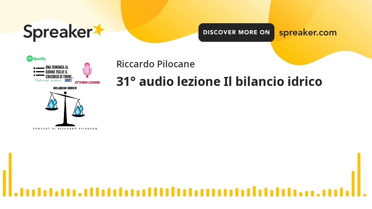 31° audio lezione Il bilancio idrico