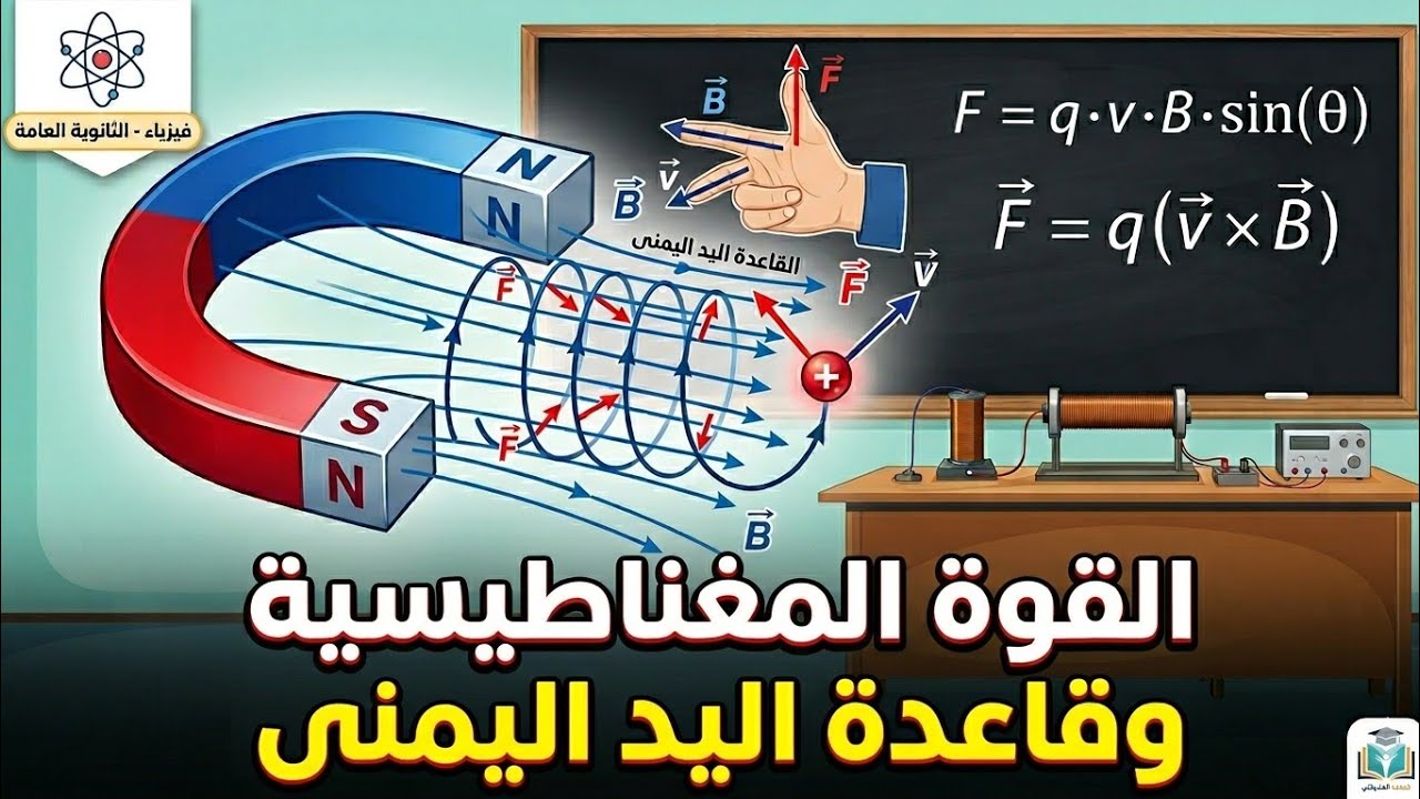 الحصة 2 / القوة المغناطيسية وقاعدة اليد اليمنى /الفصل الثاني توجيهي حقل هندسي/ توجيهي 2008