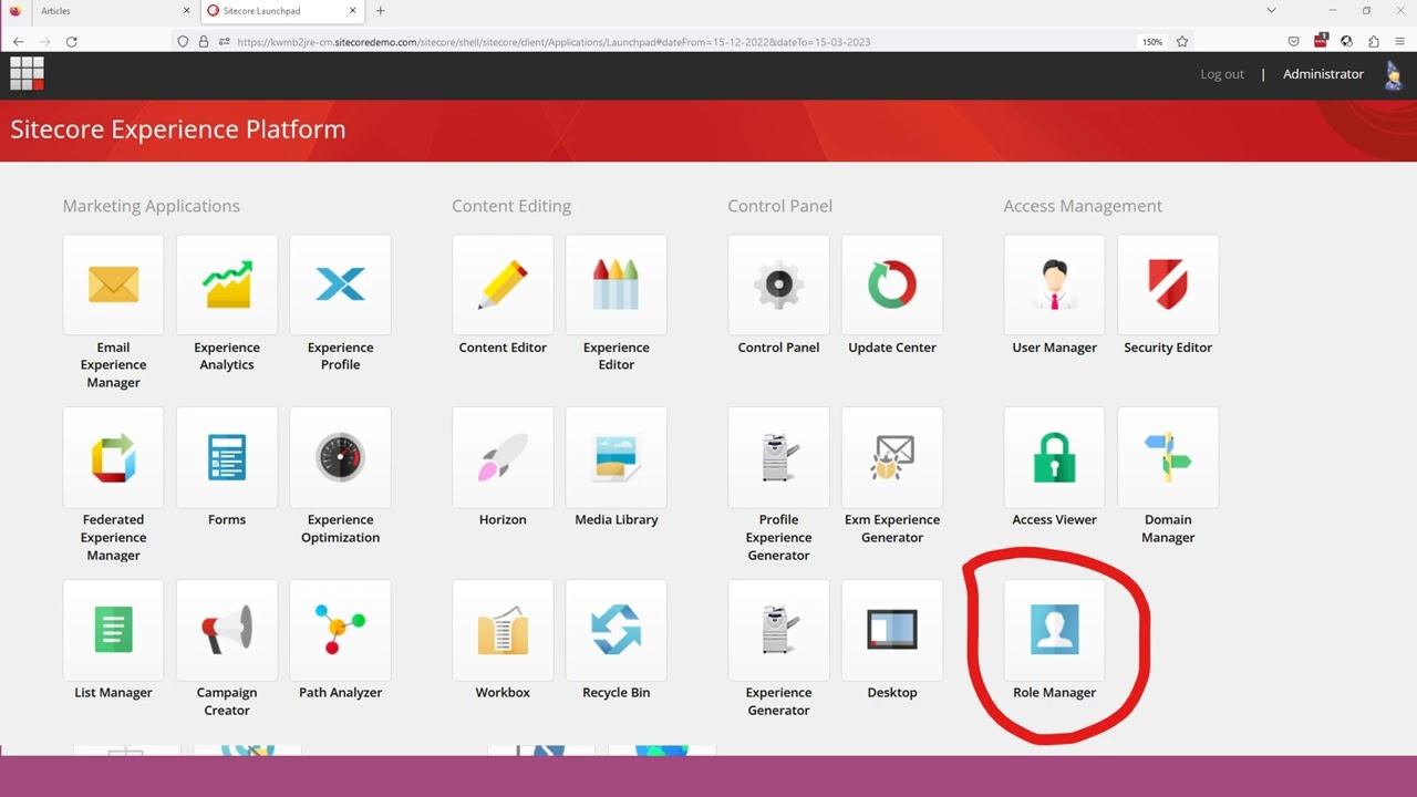 Sitecore CMS v10 - Role Manager
