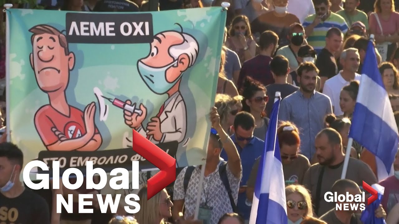 Thousands rally in Athens against mandatory COVID-19 vaccinations for healthcare workers