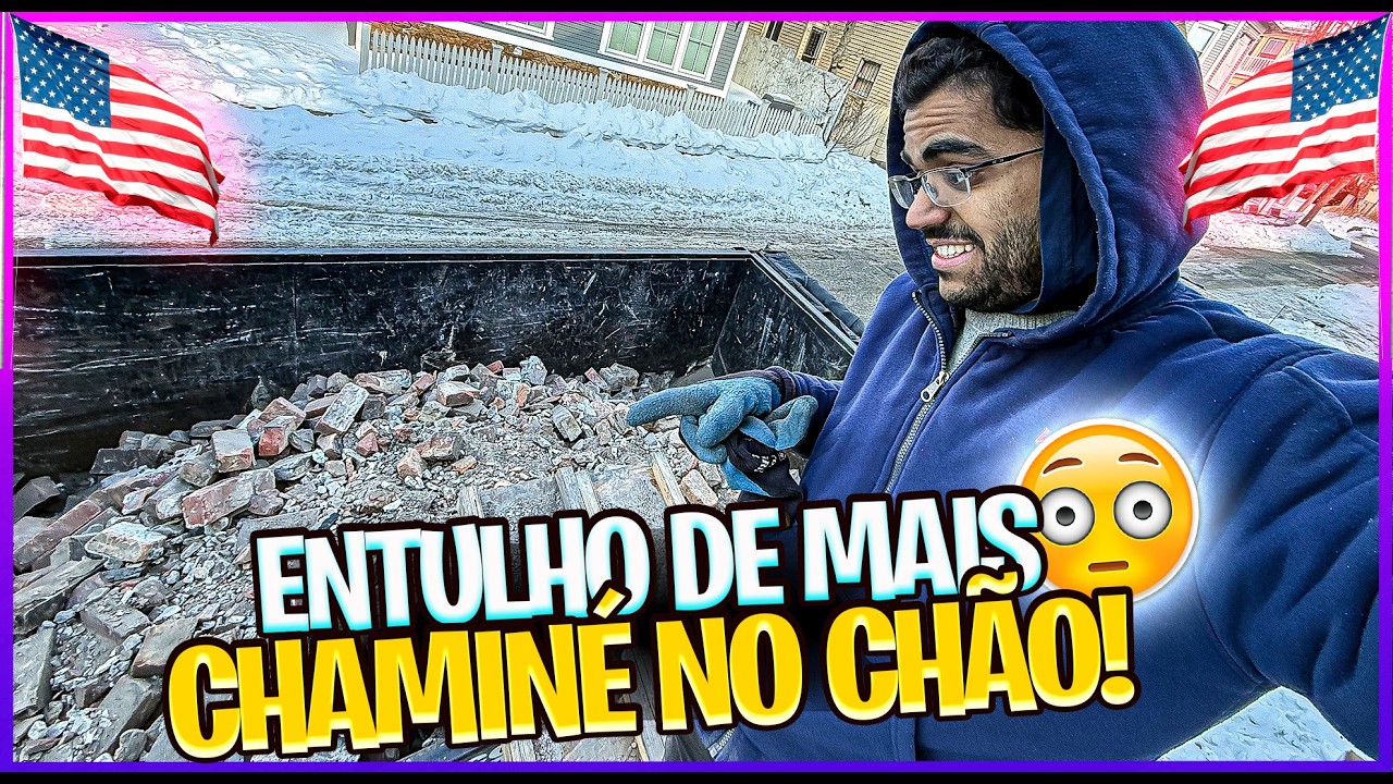 🔥 -30° na OBRA ❄️🇺🇸 Demolição de CHAMINÉ do começo ao fim 😳🛠️