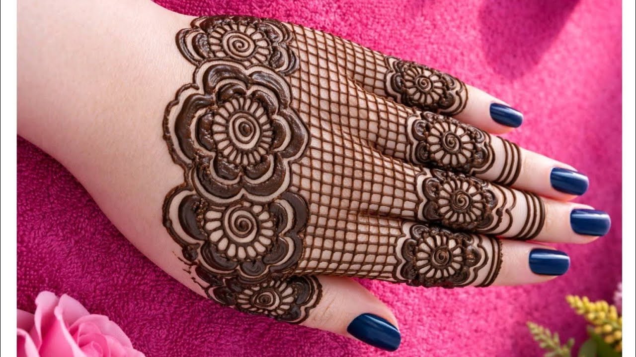Stylish mehandi design#hennadesign #simple mehndi design#arbic mehndi #back hand mehdi video 