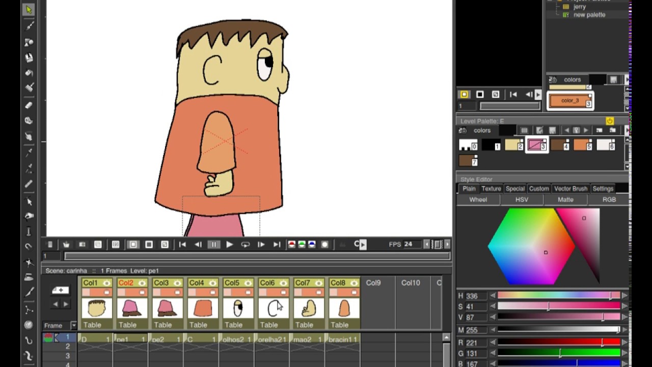 Cut out no Opentoonz, usando ossos e talz