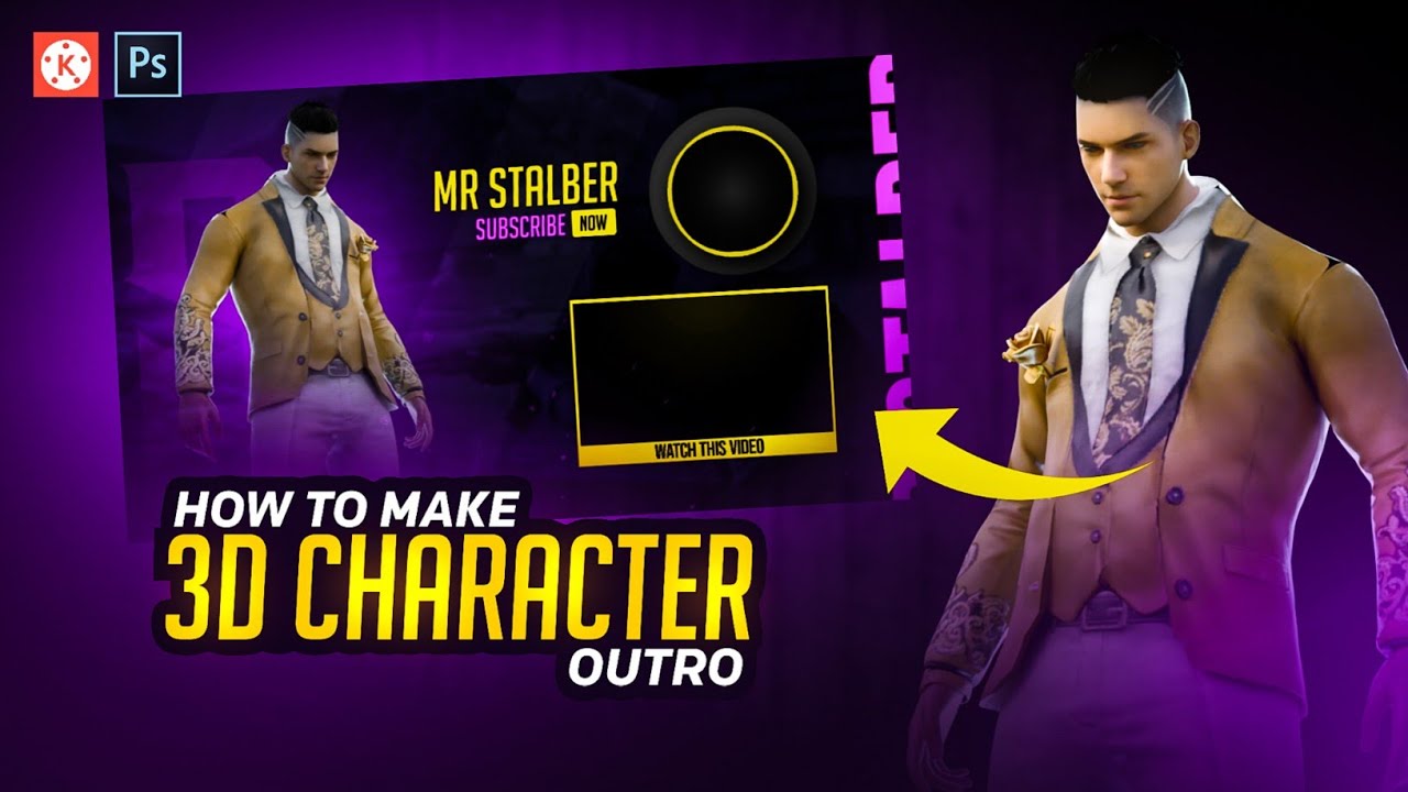 How To Make Gaming Outro With 3D Character || 3D Gaming outro in kinemaster