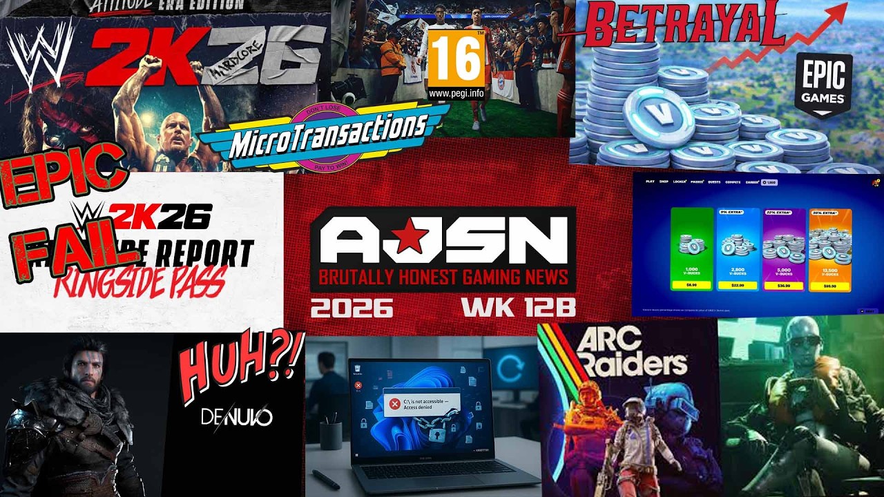 AJSN WK12B- WWE 2K26 Ringside Pass ANGRY RANT!, VBucks Prices UP, Crimson Denuvo, Arc AI Voices OUT!