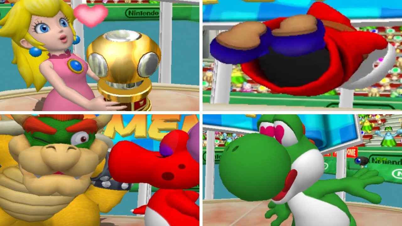 Mario Power Tennis - All Characters Trophy Celebrations