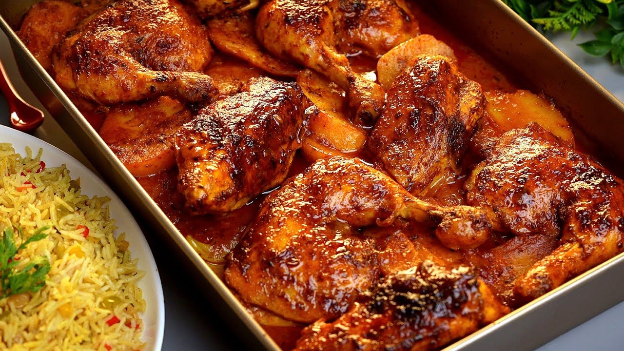 صينية دجاج بالبطاطس 🐔 طعمها كأنها مشوية 👌🏻 على قائمتي كل اسبوع مع ارز بالخضار