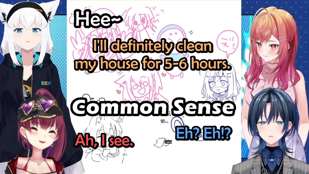 Ao-kun Keeps Shaking Her Head When Ririka Tells Marine and Fubuki That She Always Cleaning Her House