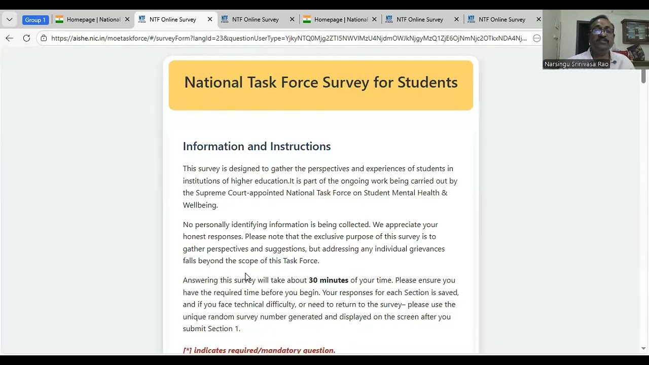 How to fill the survey form of National Task Force (NTF)