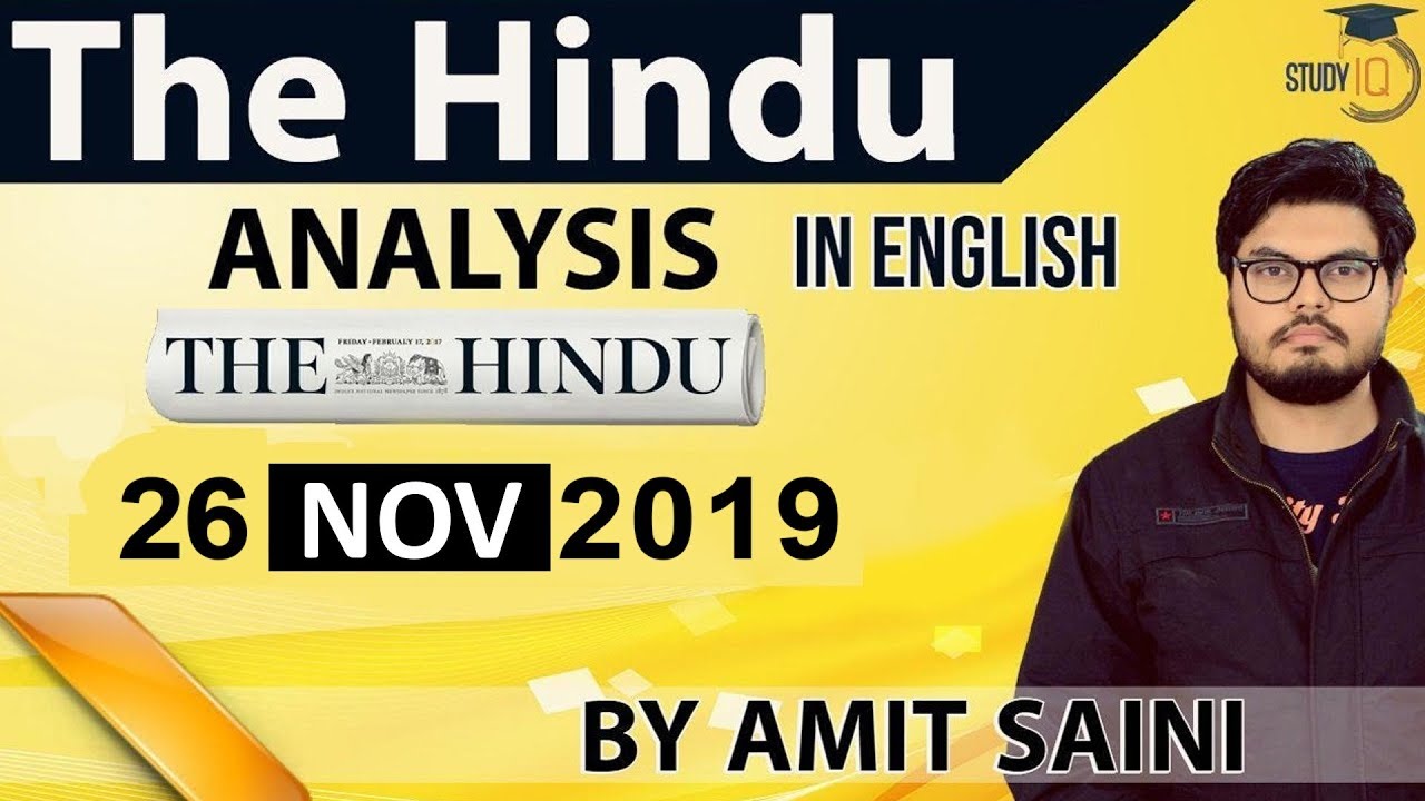 English 26 November 2019 - The Hindu Editorial News Paper Analysis [UPSC/SSC/IBPS] Current Affairs